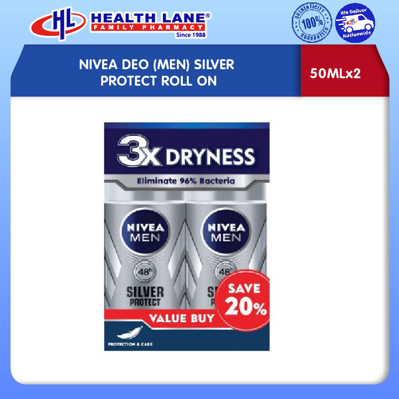 NIVEA DEO (MEN) SILVER PROTECT ROLL ON (50MLx2)